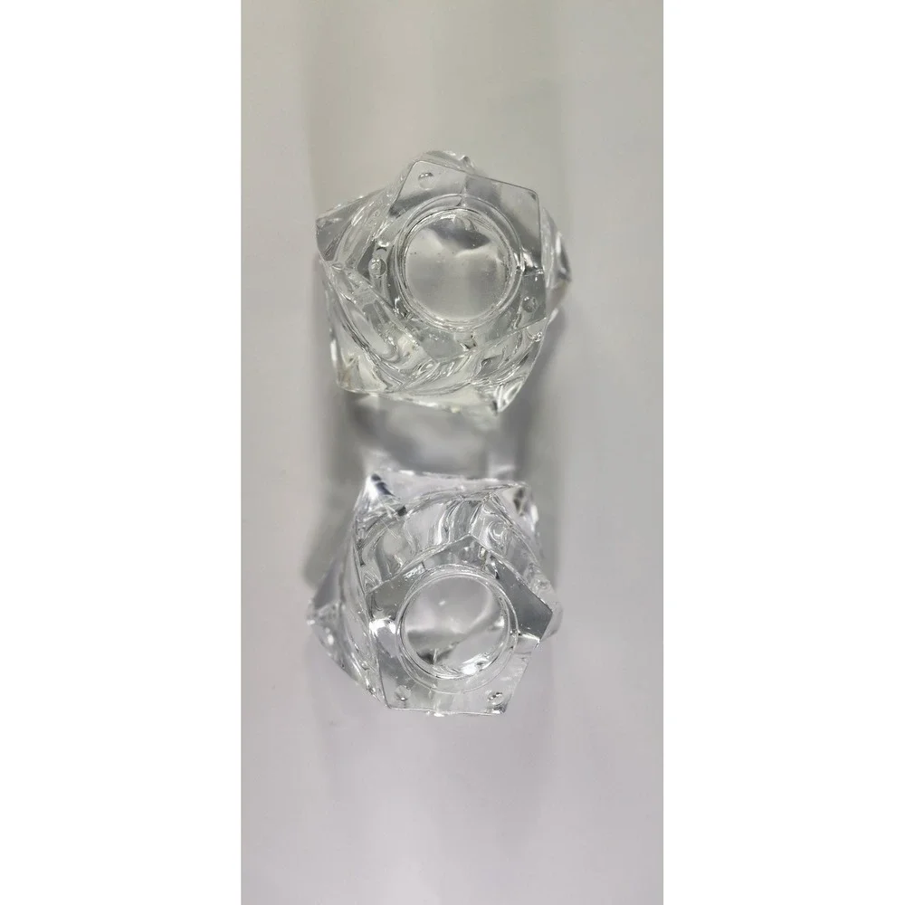 Vintage Clear Crystal Star Votive Candle Holders Set of 2 Geometric Glass Decor